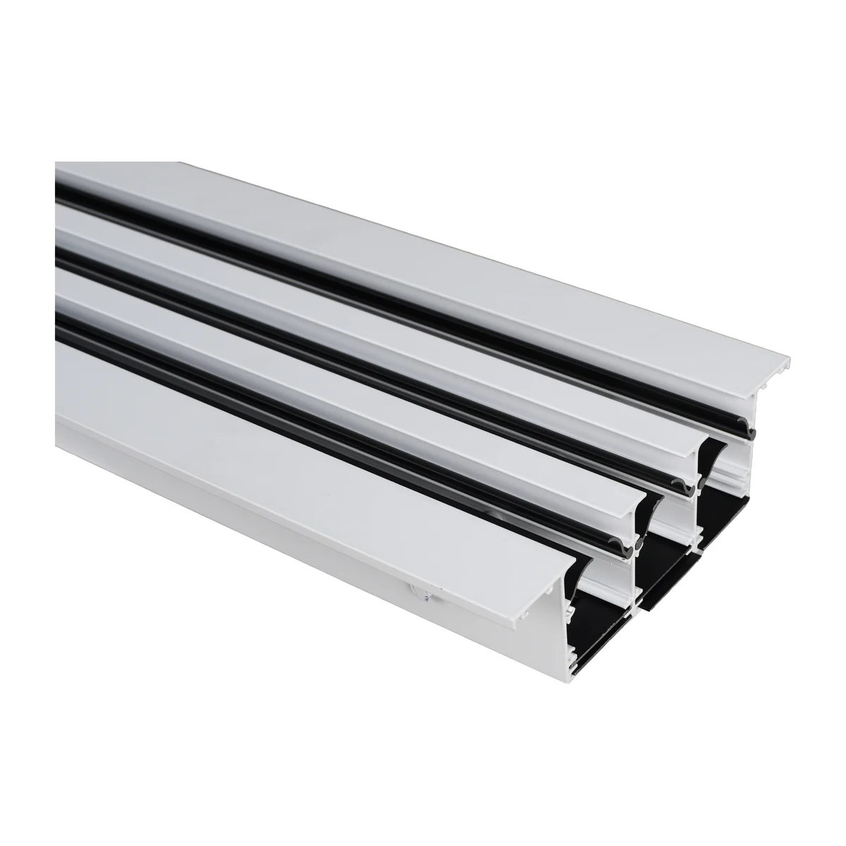 Front-side cut section showing the linear slot diffuser profile and internal structure