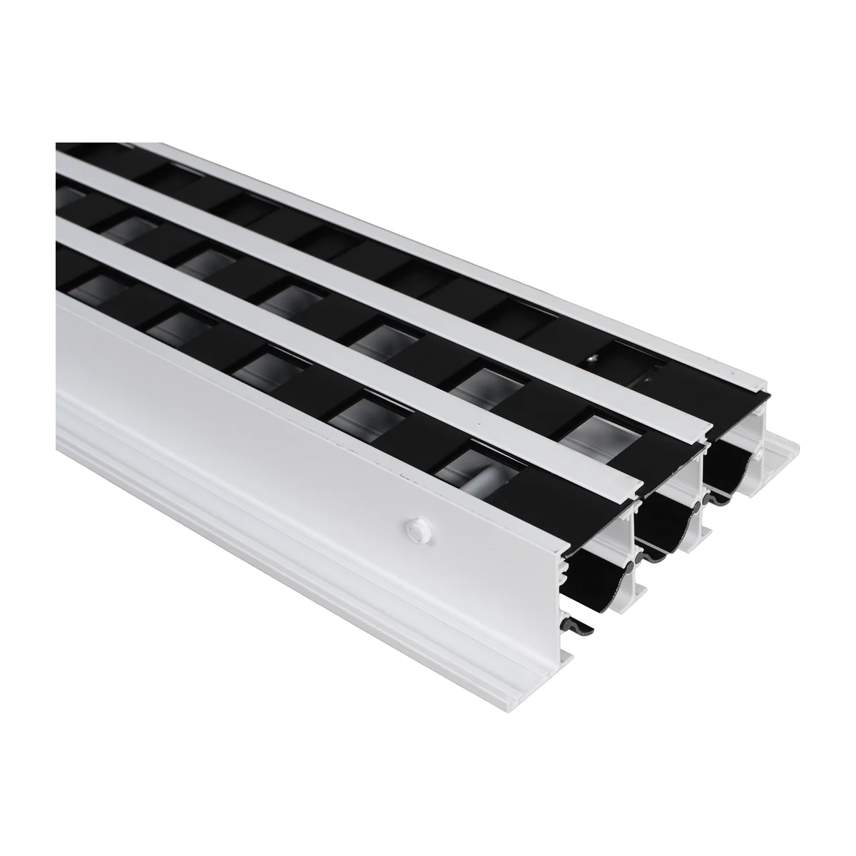 Rear-side cut section showing the linear slot diffuser internal structure