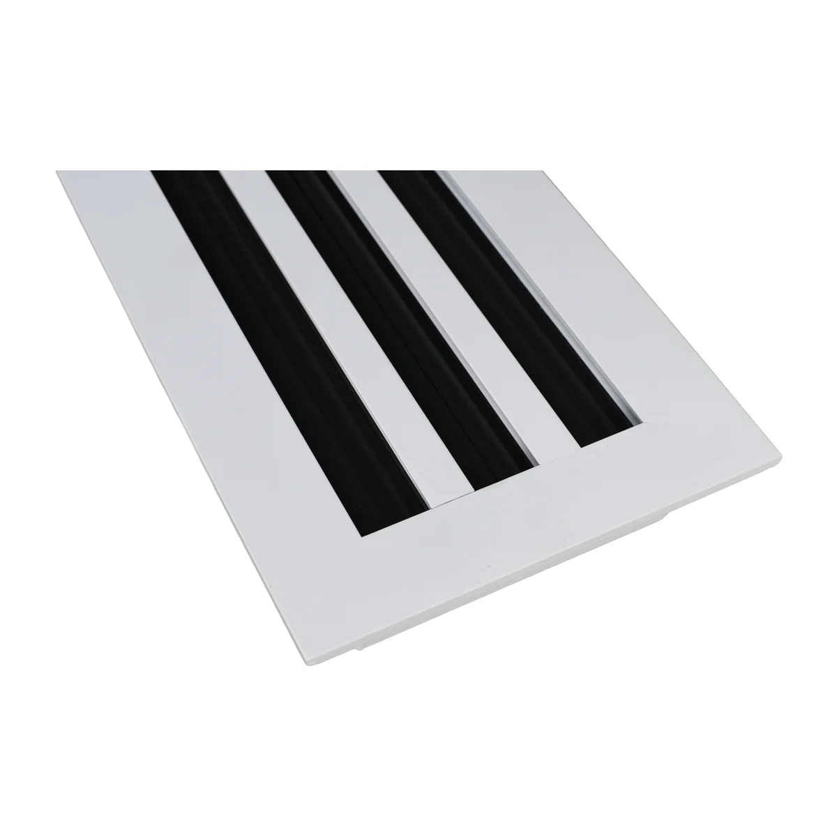 Close-up of the linear slot diffuser frame and slots