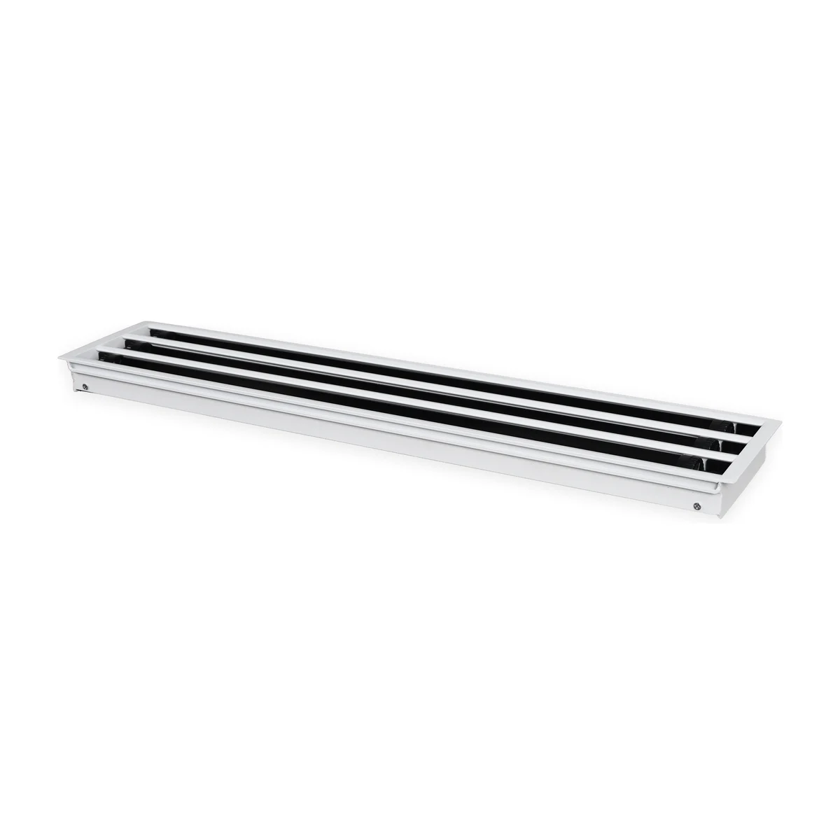 Three-slot O-Type linear slot diffuser shown in perspective on a white background